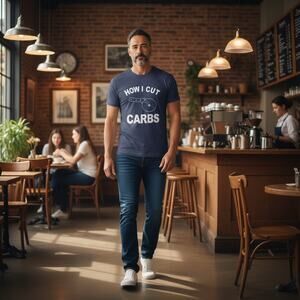 Fifth Sun How I Cut Carbs Graphic T Shirt Blue XL